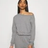 Even&Odd Off Shoulder&Jogger Set - Sweatshirt - Mottled Grey
