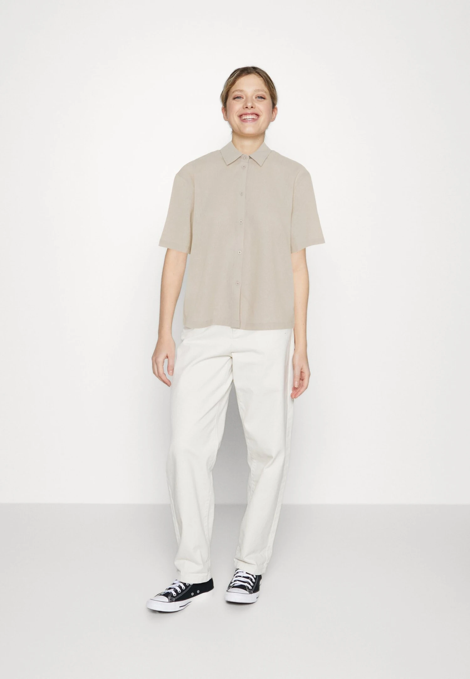 Even&Odd Linen-Mix Button Down Blouse - Chemisier - Beige – Image 2