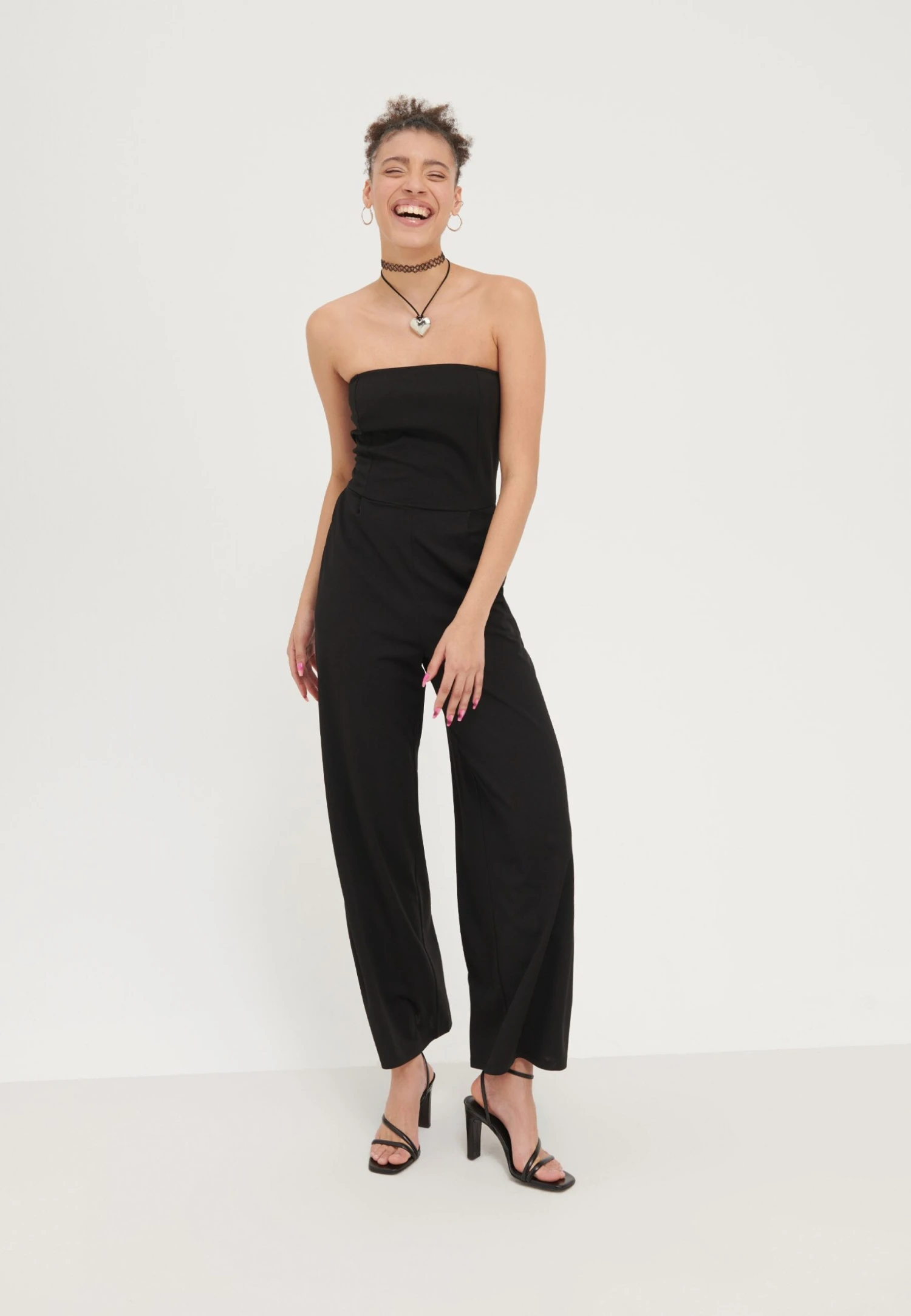 Even&Odd Bandeau Wide Leg Jumpsuit - Combinaison - Black – Image 2