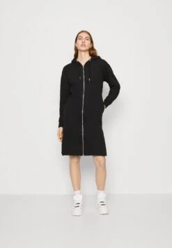 Even&Odd Extra Long Jacket - Sweat Zippé - Black